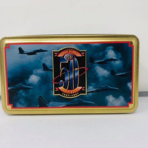 Vintage Collectible Advertising Tin – USAF – Air Force – 50th Anniversary Empty - Picture 1 of 11
